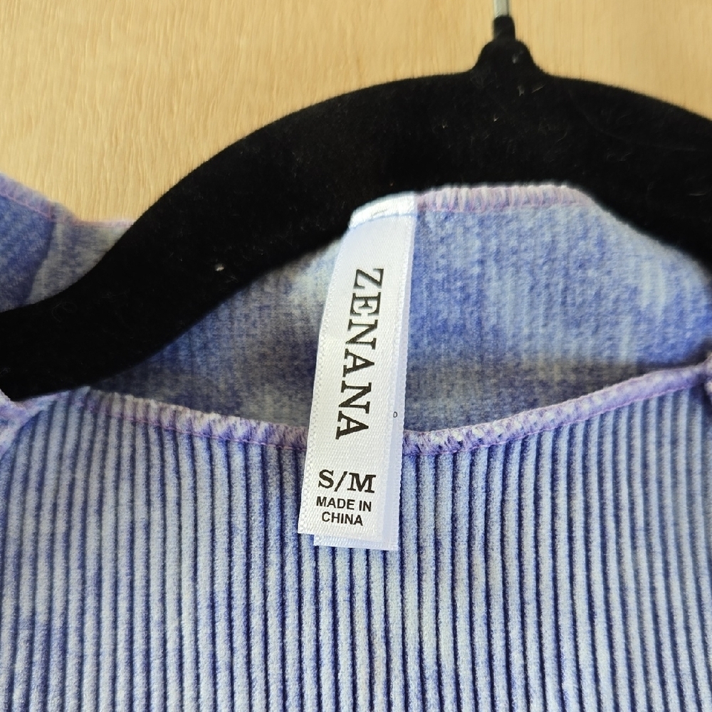 104 NWT Zenana Outfitters Blue Stone Washed Ribbed Seamlessm Top Sm/Md...Lg/XL - Picture 9 of 10